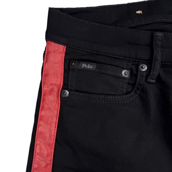 POLO Ralph Lauren The Tompkin Skinny Red Tuxedo Stripe Jean Size 29 - Picture 5 of 10